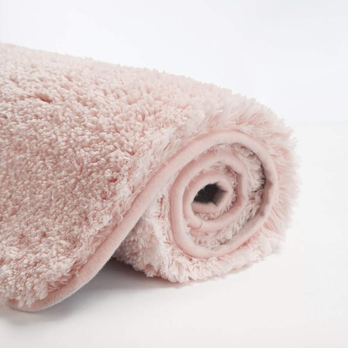 Suchtale Non Slip Bath Mat (20 x 32, Dusty Pink) Water Absorbent Soft Microfiber Shaggy Bathroom Rug Machine Washable Thick Plush Shower Mat