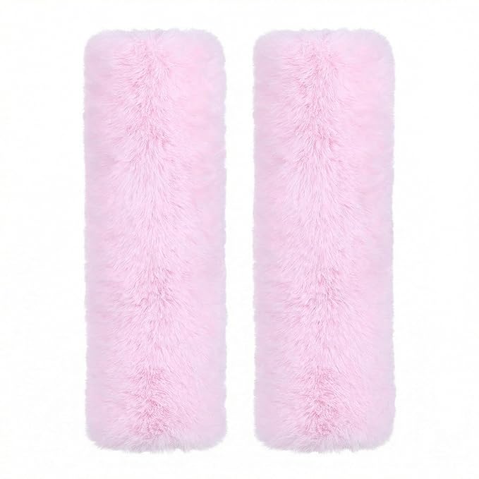 "2-Pack Soft Plush Seatbelt Covers for Kids - Comfortable Seat Belt Cushion for Newborns - Car Seat/Stroller Strap Accessories - Enhanced Driving Comfort & Protection (Baby Pink)