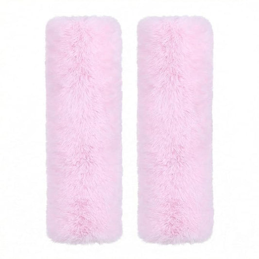 "2-Pack Soft Plush Seatbelt Covers for Kids - Comfortable Seat Belt Cushion for Newborns - Car Seat/Stroller Strap Accessories - Enhanced Driving Comfort & Protection (Baby Pink)