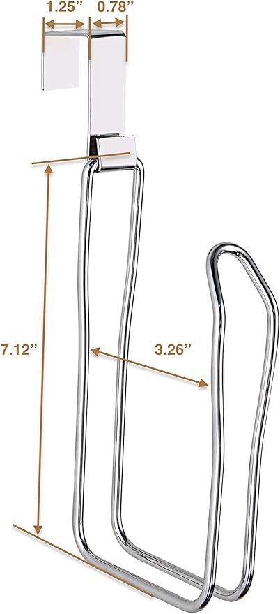 SunnyPoint Over The Tank Toilet Tissue Paper Roll Holder Dispenser and Reserve for Bathroom Storage and Organization - Metal, Hanging, Holds 1 Roll (Chrome)