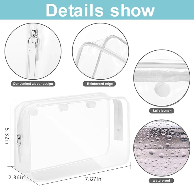 3 Packs Clear Bogg Beach Tote Bag with 2 Pack Insert Hooks Accessories for Bogg Bags Travel Makeup Clean Toiletry Brush Organizer Cosmetic Divider Storage Inner Pouch