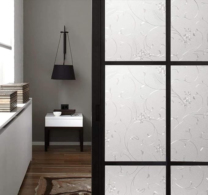 Niviy Static Cling Non-Adhesive Window Film Frosted Glass Film Bathroom Door Glass Decoration Window Film Privacy Covering (35.4"x 157")