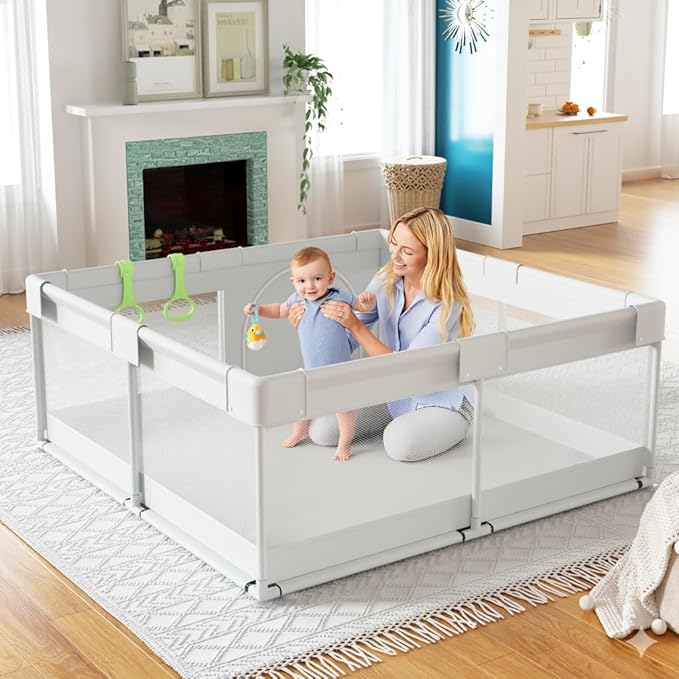Fodoss Baby Playpen, 47x47in Small Play Pen,Toddler Playpen for Apartment,Play Yard,Activity Fence, Extra Large Baby Playard