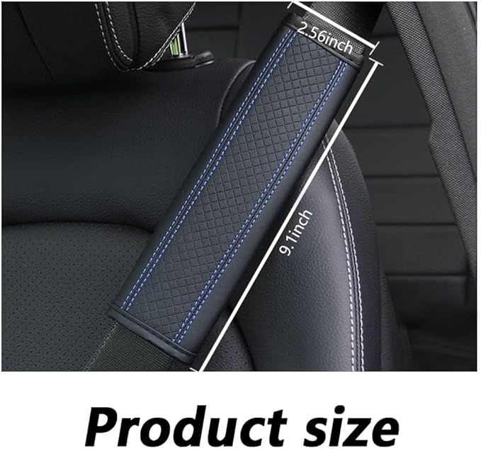 2PCS Car Seat Belt Cover Pad,Breathable Leather Seatbelt Covers for Shoulder Protection and Car Decorations,Universal Seatbelt Cushion Adding Car Seat Strap Pads Car Accessories Interior (Black/Blue)