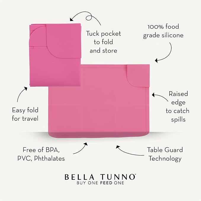 Silicone Placemat for Babies & Toddlers by Bella Tunno, Non-Slip Baby Feeding Mat for High Chair & Table, Dining, Eating, Food & Travel Placemat for Kids