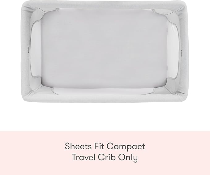 Newton Baby Fitted Sheets for Compact Travel Crib & Play Yard Floor Pad (2-Pack) - Ultra-Breathable, Washable and Ultra-Soft, 100% Cotton, 34" x 48", Grey