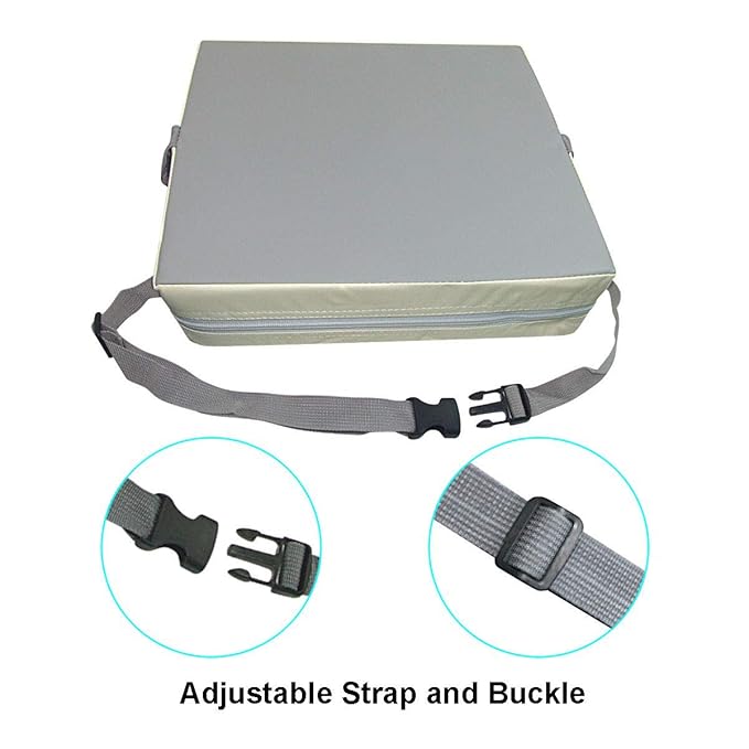 Dining Chair Heightening Cushion Portable Dismountable Adjustable Highchair Booster for Baby Toddler Kids Infant Washable Thick Chair Seat Pad Mat Gray