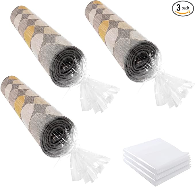 Belinlen 3 Count Giant Plastic Rug Storage Bag 26"W x 130"L Carpet Storage Bags Fits Rug up to 9'x12' Perfect for Indoor Outdoor Carpet Storage, Moving and Shipping