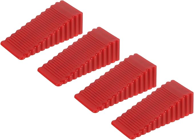 uxcell 4 Pcs Door Stoppers for Bottom of Door, 28mm/1.10 Inch Door Stops, Rubber Door Stopper Wedge Anti Slip, Window Stopper Door Stackable, Red