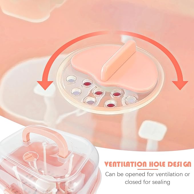 DOERDO Baby Bottle Drying Rack, Portable Large Capacity Toddler Bottles Storage Box with Cover Portable Kitchen Cabinet Organizer for Home Kitchen, 11.6x9.4 Inch, Orange