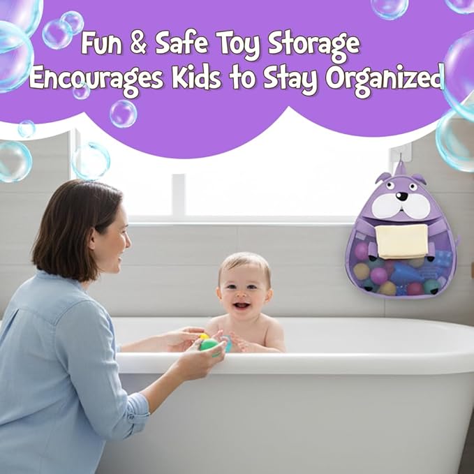 Baby Bath Toy Organizer, Mesh Shower Caddy with Suction Cups, Kids Bathroom Accessories Storage