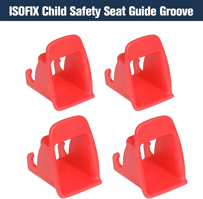 ISOFIX Interface Belt Latch Guide, 4Pcs Red Car Seat ISOFIX Interface Buckle Fixed Guide Groove Car Seat Bracket Connector (4Pcs Red)