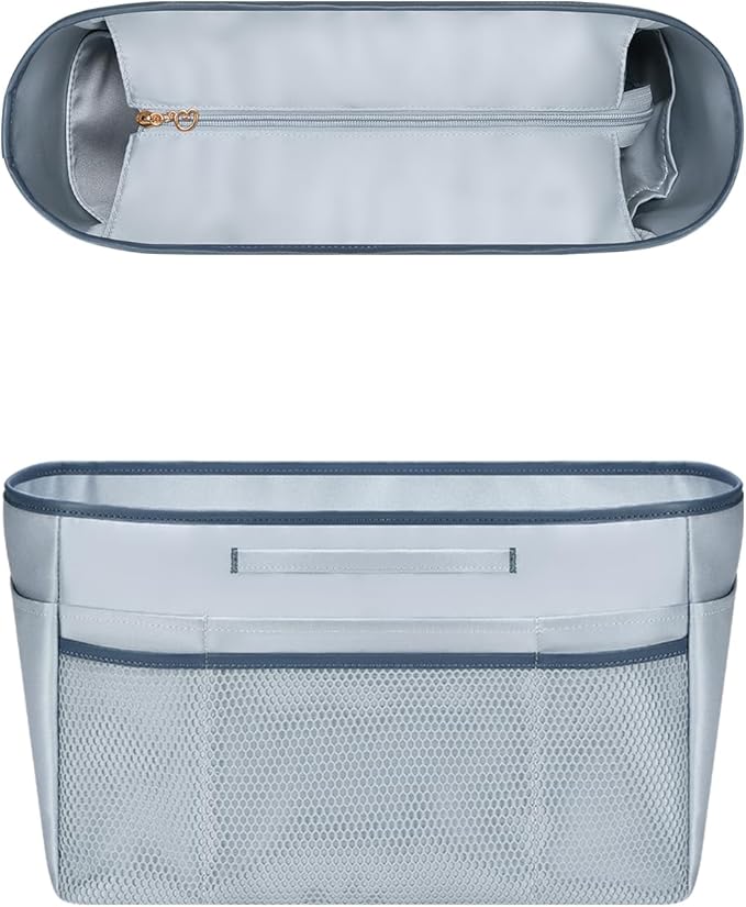 GIVLEFLY Tote Organizer Insert with Multiple Pockets Zipper Purse Dividers with Handle Lightweight Purse Liner with Cup Holder Fit for Longchamp Small Size and Neverful and More (Small,Light Blue)