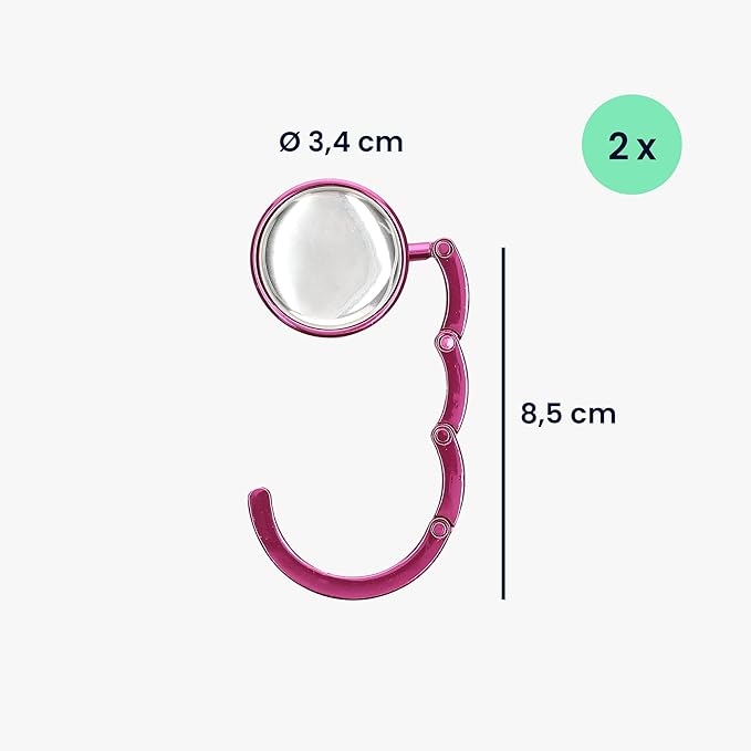 kwmobile Purse Hanger for Table (Set of 2) - Purse Hook for Table - Folding Handbag Hanger - Portable Bag Holder