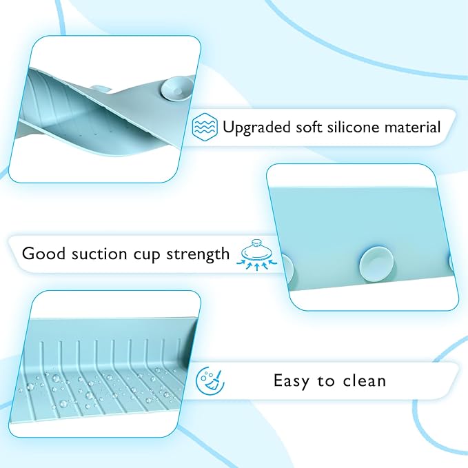 2 PCS Bath Splash Guard for Tub Kids, Guard Splash for Tub, Bathtub Splash Guard for Kids, Silicone Bath Guard Splash, Bathtub Toy Holder With 4 Strong Suction Cups