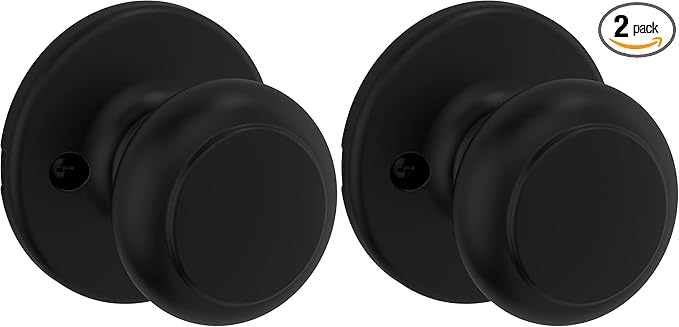 Kwikset 94880-615 Cove Door Knob, Dummy, Matte Black (Pack of 2)