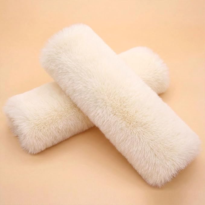2-Pack Soft Plush Seatbelt Covers for Kids - Comfortable Seat Belt Cushion for Newborns - Car Seat/Stroller Strap Accessories - Enhanced Driving Comfort & Protection (White)
