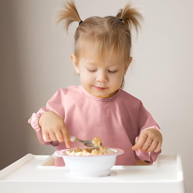 4 Pack Long Sleeve Bib, Reusable Bib with Catch-all Pocket