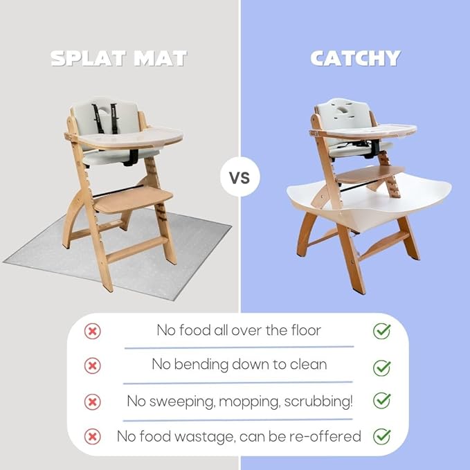 CATCHY - Food Catcher - Compatible with Abiie Beyond Junior High Chair + 12 Other High Chairs - Highchair Sold Separately - Baby & Toddler Food & Mess Catcher - Under High Chair Accessory