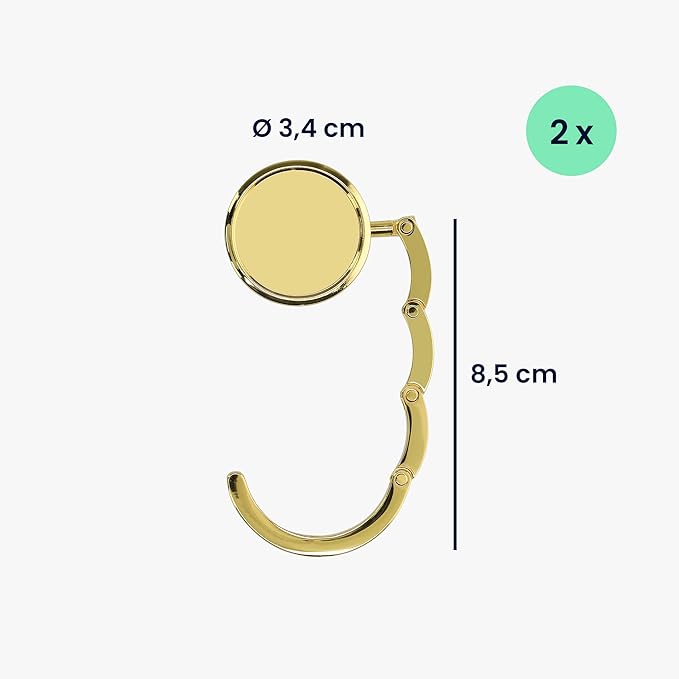 kwmobile Purse Hanger for Table (Set of 2) - Purse Hook for Table - Folding Handbag Hanger - Portable Bag Holder