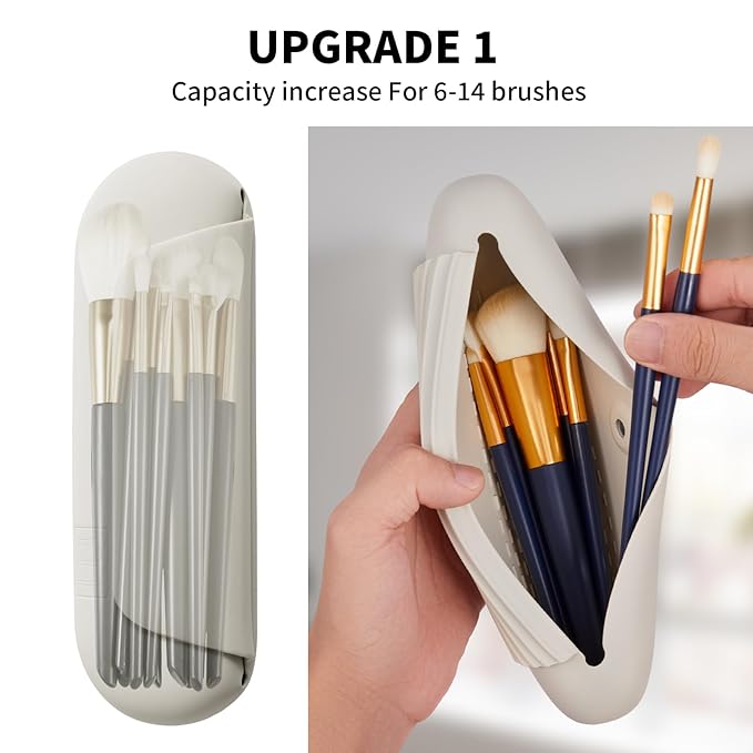 Silicone Makeup Brush Holder Travel Cosmetic Bag：Soft Portable Cosmetic Face Brushes Holder with Upgrade Anti-Fall Out Magnetic Closure, Large Travel Makeup Brush Case - Starlight