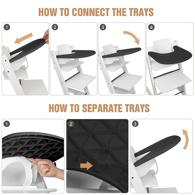 HLVEIN for Stokke Tripp Trapp Tray,Black-Smooth Surface Powerful Suction,Easy to Clean,Compatible with Stokke Tripp Trapp Chair(V2 and Beyond),Made with BPA-Free Plastic