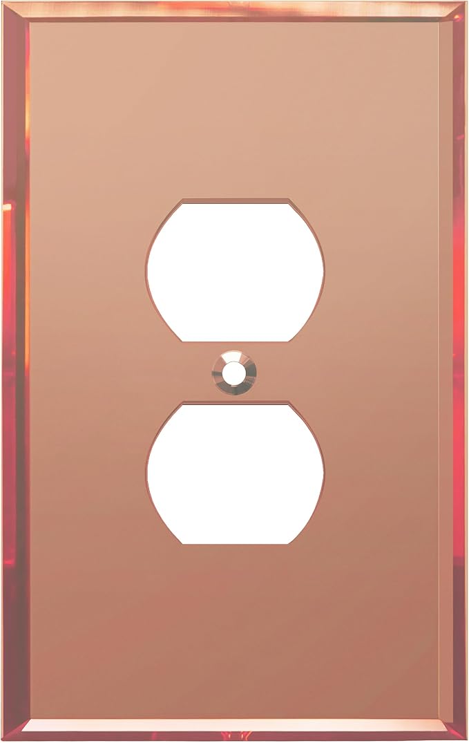 LIDER Duplex Receptacle Wall Plate, Mirrored Outlet Cover for Duplex Outlet, Plexiglass Outlet Cover, Reflective Finish, Acrylic Glass, Modern Upgrade, Oversized 1-Gang 5.25" x 3.44", Rose Gold