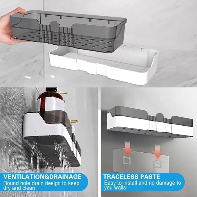 WeshyiGo 2-Pack Shower Caddy, Separable Shower Organizer with Soap Dish and Hooks, No Drilling Double Layer Shower Shelf, Used for Bathroom and Kitchen (Black)