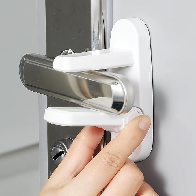 Door Lever Lock 1 Pack, No Drilling or Tools Needed for Installation, ABS Material Door Handle Baby Proof with Strong 3M Adhesive, Prevents Toddlers from Opening Doors