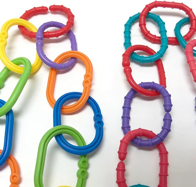 Baby Toys Links-to-Go Car Seat and Hanging Stroller Ring Toy, Larger Connecting Ring Travel Accessory Set
