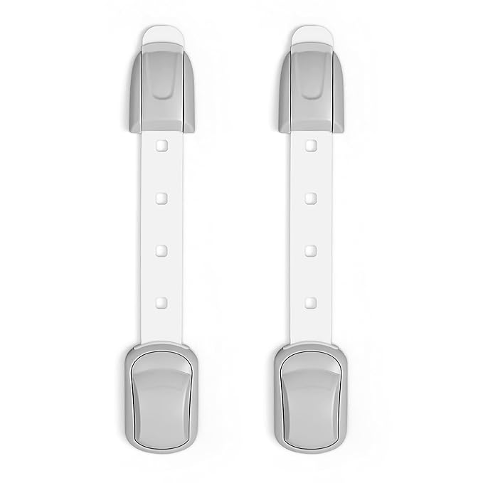 Cabinet Locks Baby Proofing - Adjustable Childproof Drawer Latches Child Safety Cabinet Lock Straps with 3M Adhesives No Drill Multi-Purpose Safety Strap for Furniture Kitchen Ovens Toilet Seats(Grey)