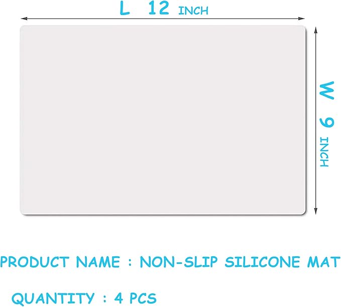 Silicone Jewelry Mats for Crafts: Translucent Non-Slip Heat Resistant 9×12 In (4 Pcs) Reusable Silicone Kids Mat for Glitter Slime, DIY Sheet, Nail Art, Clear Countertop Protector Pad