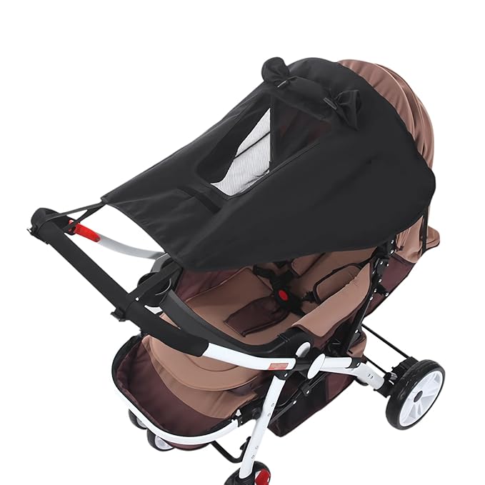 Universal Stroller Sun Shade UV Sun Protection Shade Blackout Cover Waterproof Baby Stroller Cover UPF50+ Pushchair Shield Canopy with Viewing Window Detachable Rain Sunshade Canopy Shield Pram Buggy