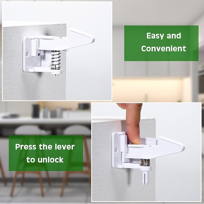 Tuanse 30 Pcs Cabinet Locks Child Safety Latches Invisible Safety Drawer Latches with Screws Self Adhesive Cabinet Drawer Locks for Baby Child Proofing Home Kitchen Furniture Door(White)