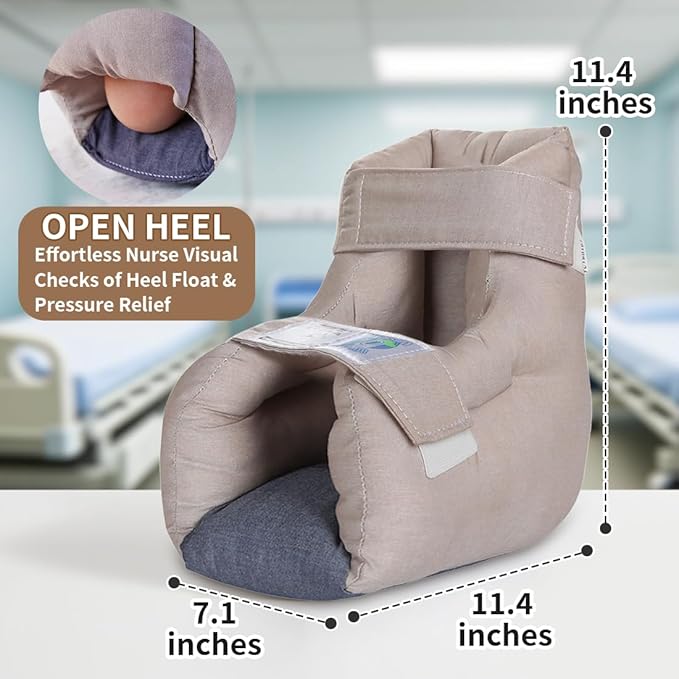 EZ Assistive 2pcs Heel Protector Cushion Foot Pillow Remove Pressure and Bedsores, Heel Protectors for Pressure Sores for Heal Protection, Khaki