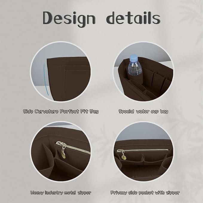 Lckaey Purse Organizer For Longchamp Large Purse For Long Champ Le Pliage Insert organizer1012-25Coffee-L
