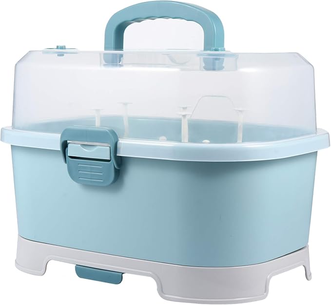 Toyvian Baby Bottle Dryer Portable Drying Rack Storage Box Organizer Case Portable Feeding Tool Kitchen Cabinet for Home Travel Drainer Baby Supplies, 14X10X10 Inches