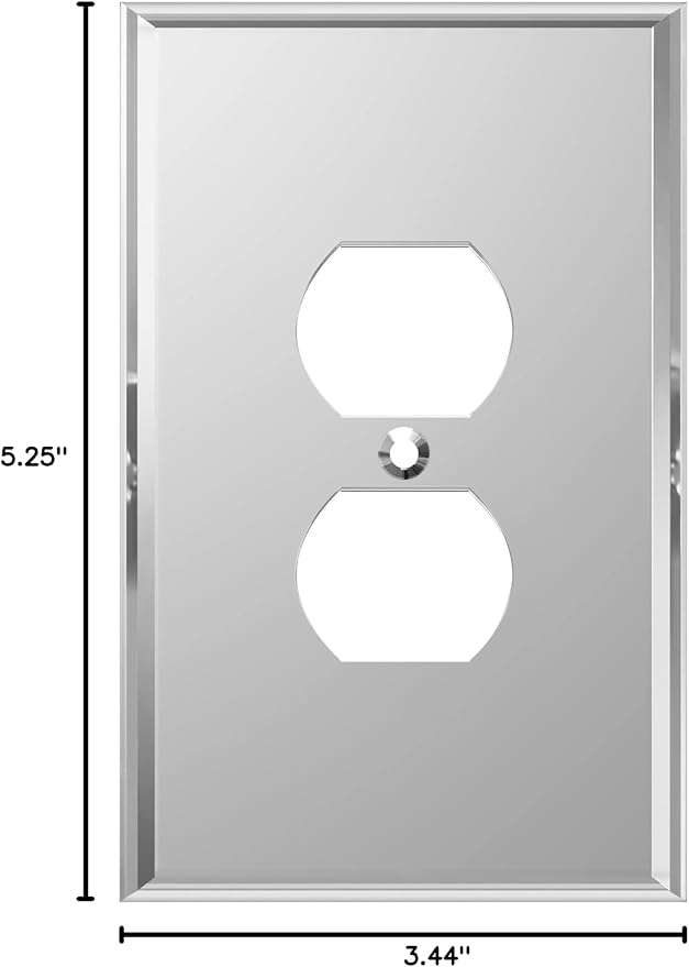 LIDER Duplex Receptacle Wall Plate, Mirrored Outlet Cover for Duplex Outlet, Plexiglass Outlet Cover, Reflective Finish, Acrylic Glass, Modern Decoration, Oversized 1-Gang 5.25" x 3.44", Silver