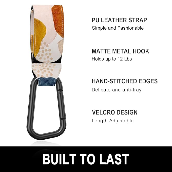 Baby Stroller Hooks for Hanging Bags, Universal Stroller Clips Accessories, Mommy Hook for Diaper Bag, Shopping Cart, Purse, Backpack - 2 Pack, Abstract Spots