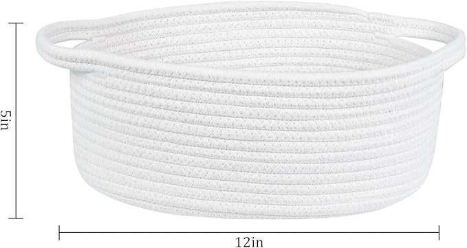ABenkle Small Basket with Handles, Boho Decorative Rope Woven Dog Cat Toy Storage Bin Shelf Storage Organizer, Easter Christmas Gift Basket, 12"x8"x5", 2 Pack