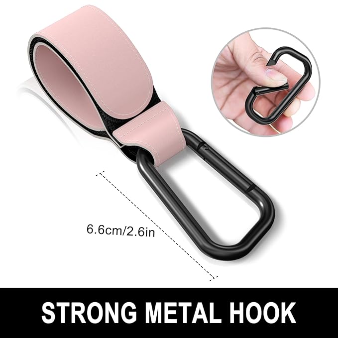 Baby Stroller Hooks for Hanging Bags, Universal Stroller Clips Accessories, Mommy Hook for Diaper Bag, Shopping Cart, Purse, Backpack - 2 Pack, Pink