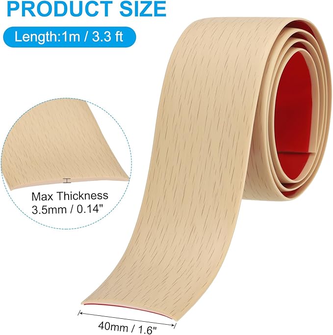 PATIKIL Self Adhesive Floor Transition Strip 1.6 in x 3.3 Ft, Vinyl Laminate Floor Flat Divider for Joining Floor Gaps Doorways Carpet Cover Floor Tiles Maple Wood Grain