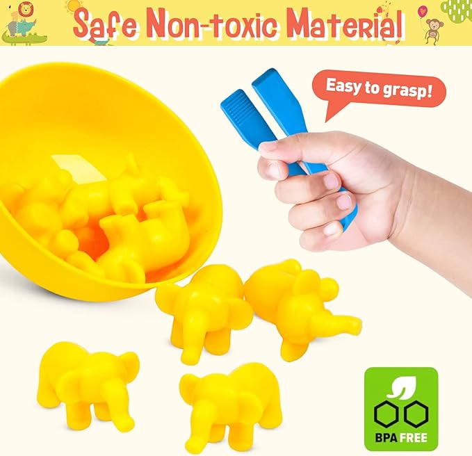 NAODONGLI Counting Animals Color Sorting Stacking Matching Games with Rainbow Bowls Montessori Preschool Educational Learning Activities Fine Motor Skills Toys Easter Gift for Toddlers Ages 3+