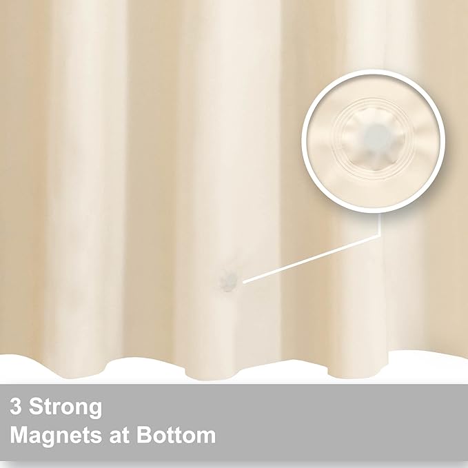 Barossa Design Beige Long Shower Curtain Liner 78" Height - 3 Magnets & Waterproof Lightweight PEVA Shower Liner for Bath Tub, PVC Free, Metal Grommets, Beige, 72x78