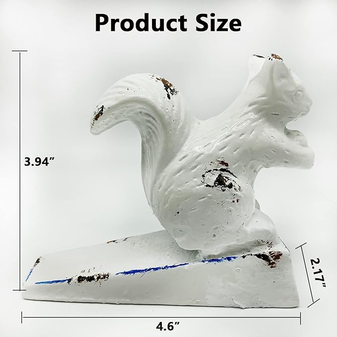 Cast Iron Heavy Door Stop, Cute Animal Shape Doorstop, Antique Style Decorative Door Stopper for Bottom of Door, Sturdy Door Stop Wedage and Floor Decor - White