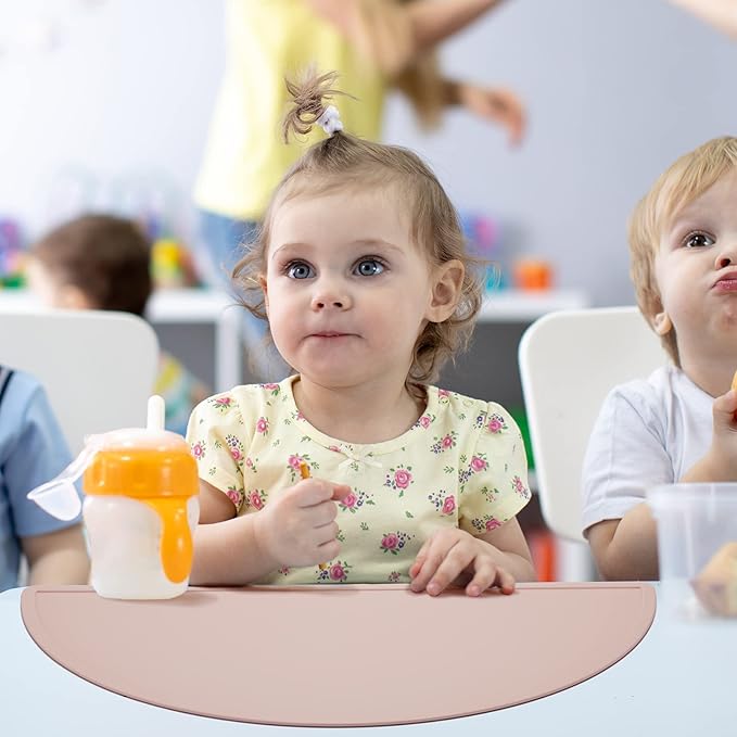 4 Packs Silicone Placemats for Baby Non Slip Placemats for Kids Toddlers Food Table Mats Portable Toddlers Place mats for Dining Table, 4 Colors(Gray, Apricot, Blue, Pink)