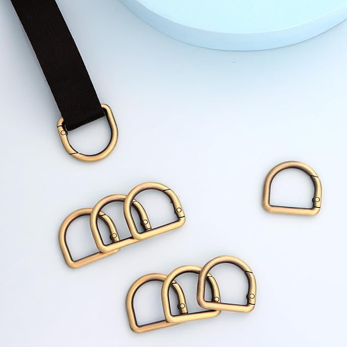 10pcs Metal D Ring Spring Key Hooks Keyring Clip for Keychain Buckle, Backpacks Handbag Purse Hardware, DIY Crafts