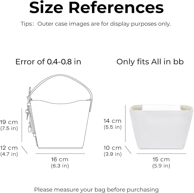 Purse Organizer Insert for LV All In BB Handbag,Custom Fit Inside Lightweight Water Resistant Purse Insert with Premium Magnetic Flip Cover(Craie)