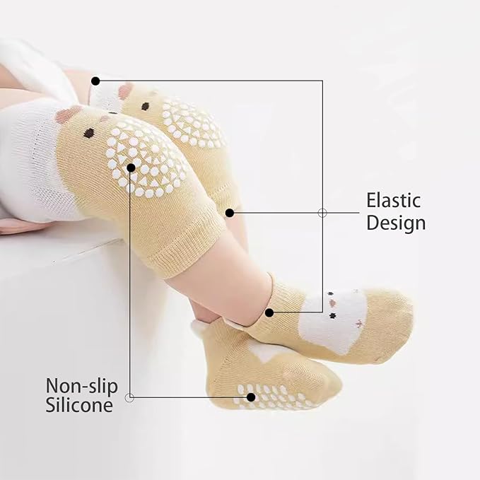 TFTSR Baby Knee Pads for Crawling (3 Pairs) and Baby Socks for Walking (3 Pairs), Walking Protector for Toddler Kid Girls Boy