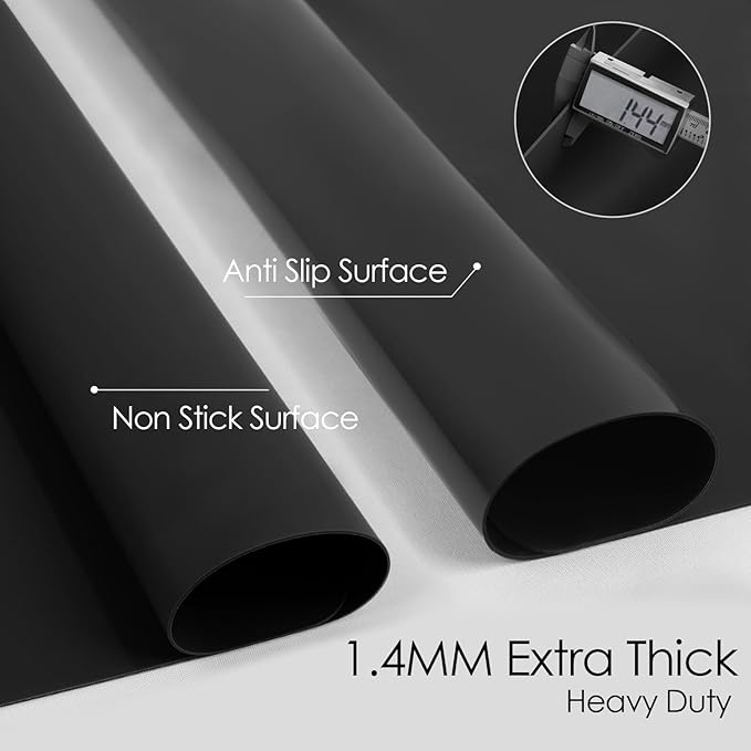 Extra Large Silicone Mat, 31.5x23.6 Inch Heat Resistant Mat for Kitchen Counter, Non Stick Silicone Baking Mat for Dough and Pastry, Thick Silicone placement Countertop Protector, Black countertop mat